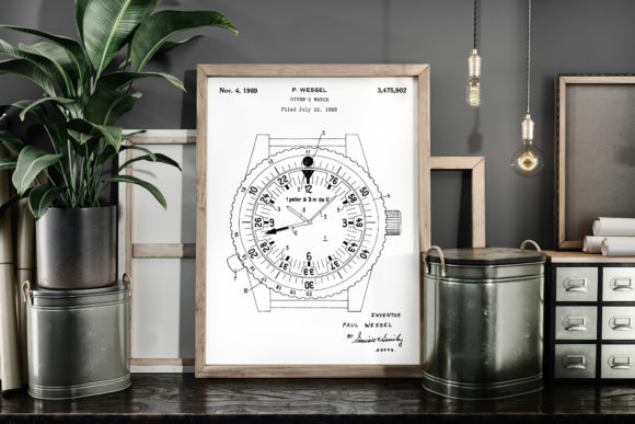 Download Divers Watch Patent Art Poster Blueprint - Print Collection