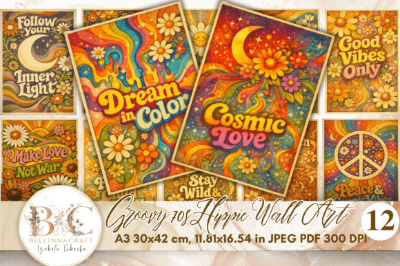 Download Groovy 70s Hippie Wall Art Printable - Print Collection