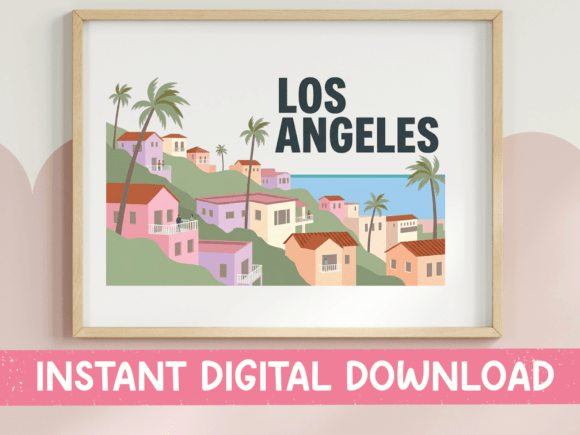 Download Los Angeles Pastel Hillside Art Print - Print Collection